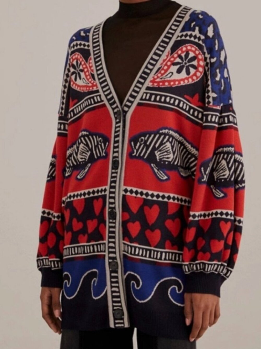 Farm Rio Art to Wear Fair Isle Cardingan